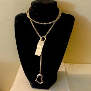 Young Talbots chain necklace, heart drop silver silver 24”